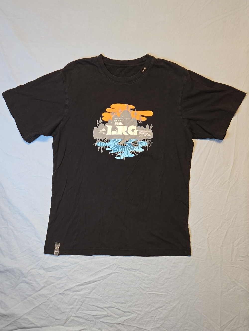 LRG Lifted Research Group Black Spellout Logo T-Shirt Vintage Y2K